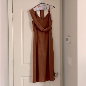 J.O.A. Women's One Shoulder Belted Midi Dress